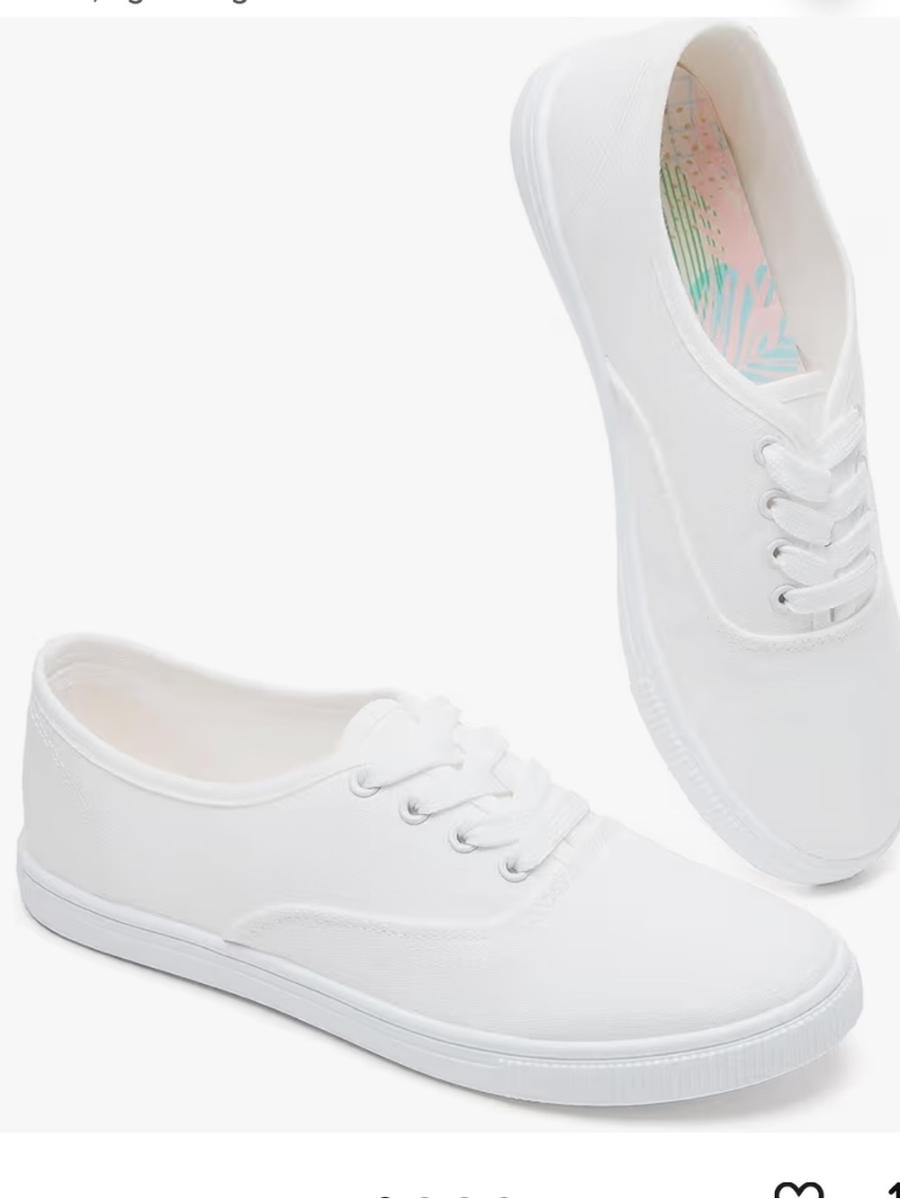 Women's White Canvas Lace-Up Sneakers